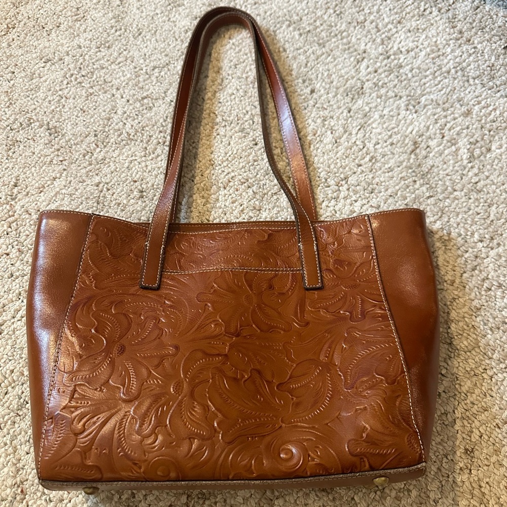 Patricia Nash Elegant Brown Leather Tote Bag